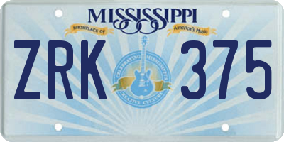 MS license plate ZRK375