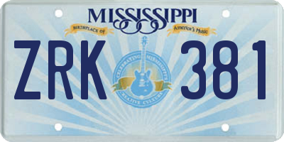 MS license plate ZRK381