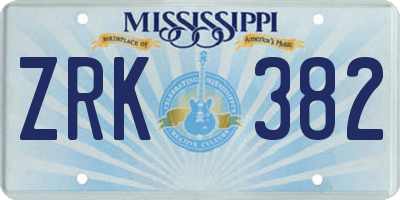 MS license plate ZRK382