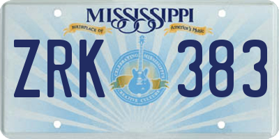 MS license plate ZRK383