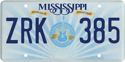 MS license plate ZRK385
