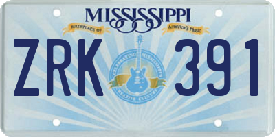 MS license plate ZRK391