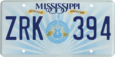 MS license plate ZRK394