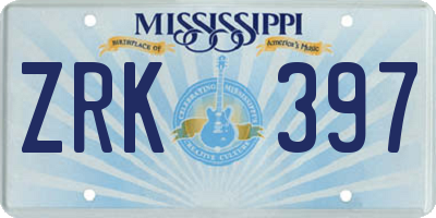 MS license plate ZRK397