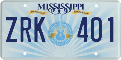 MS license plate ZRK401