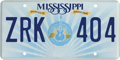MS license plate ZRK404