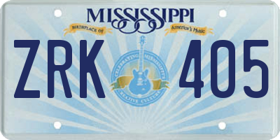 MS license plate ZRK405