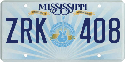 MS license plate ZRK408