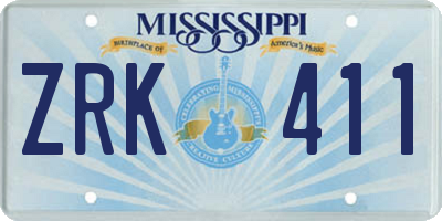 MS license plate ZRK411
