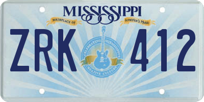 MS license plate ZRK412