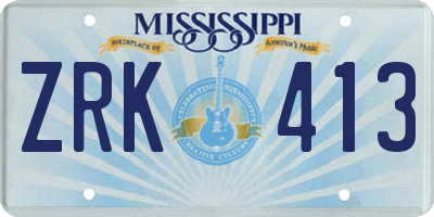 MS license plate ZRK413