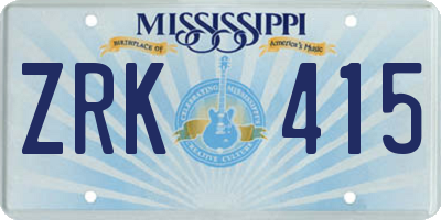 MS license plate ZRK415
