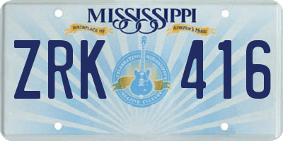 MS license plate ZRK416