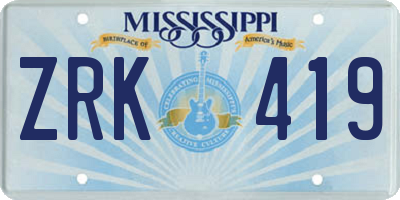 MS license plate ZRK419