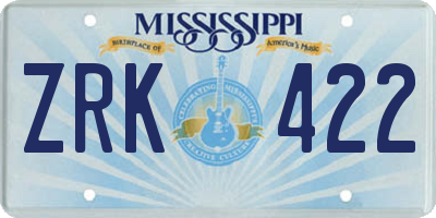 MS license plate ZRK422