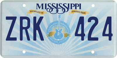 MS license plate ZRK424
