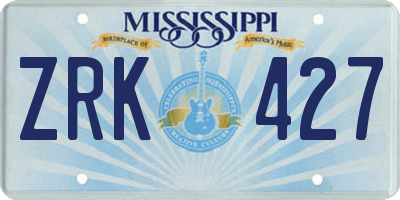 MS license plate ZRK427