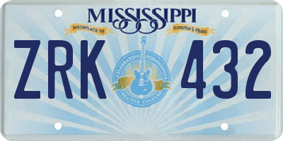 MS license plate ZRK432
