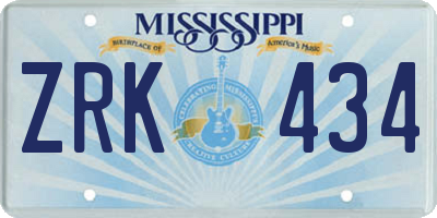 MS license plate ZRK434