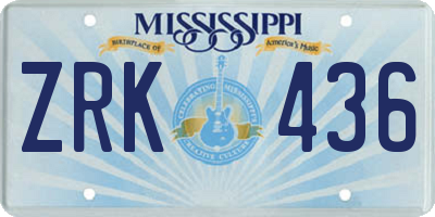 MS license plate ZRK436
