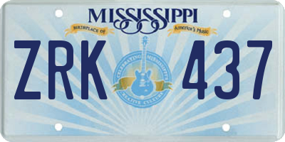 MS license plate ZRK437