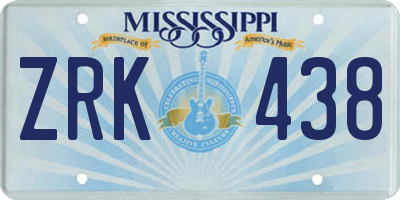 MS license plate ZRK438
