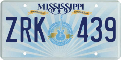 MS license plate ZRK439