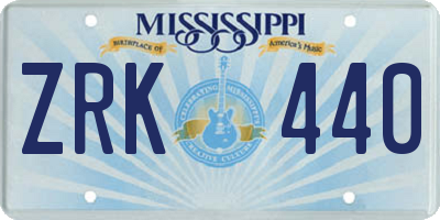 MS license plate ZRK440