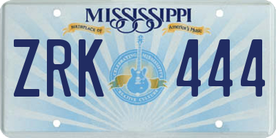 MS license plate ZRK444