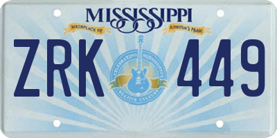 MS license plate ZRK449