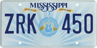 MS license plate ZRK450