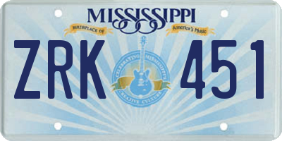 MS license plate ZRK451