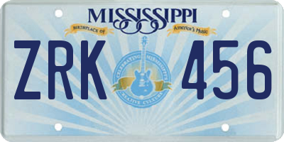 MS license plate ZRK456