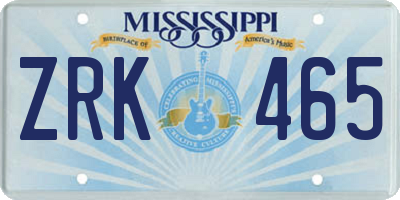 MS license plate ZRK465