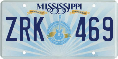 MS license plate ZRK469