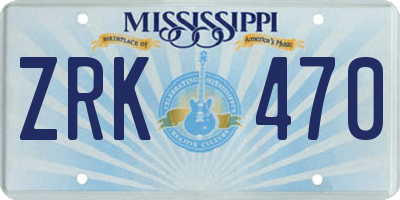 MS license plate ZRK470