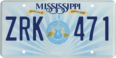 MS license plate ZRK471