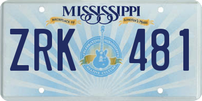 MS license plate ZRK481
