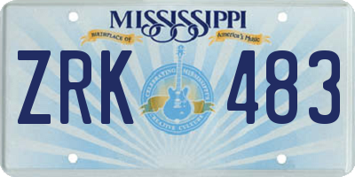 MS license plate ZRK483