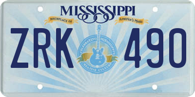 MS license plate ZRK490