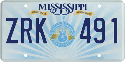MS license plate ZRK491