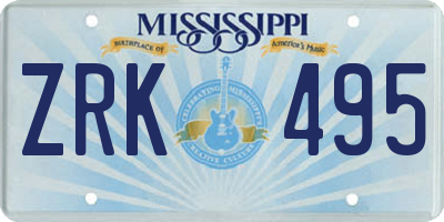 MS license plate ZRK495