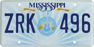 MS license plate ZRK496