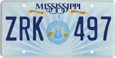 MS license plate ZRK497