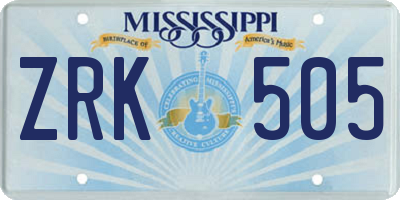 MS license plate ZRK505