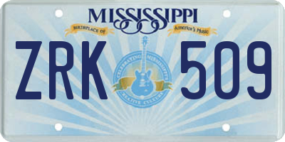 MS license plate ZRK509