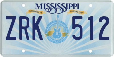 MS license plate ZRK512