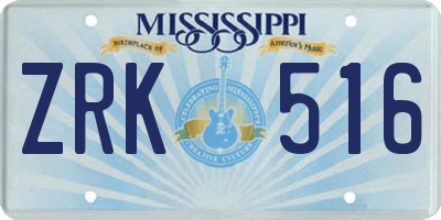 MS license plate ZRK516