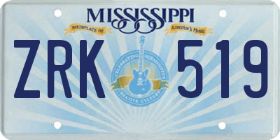 MS license plate ZRK519
