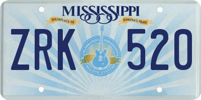 MS license plate ZRK520